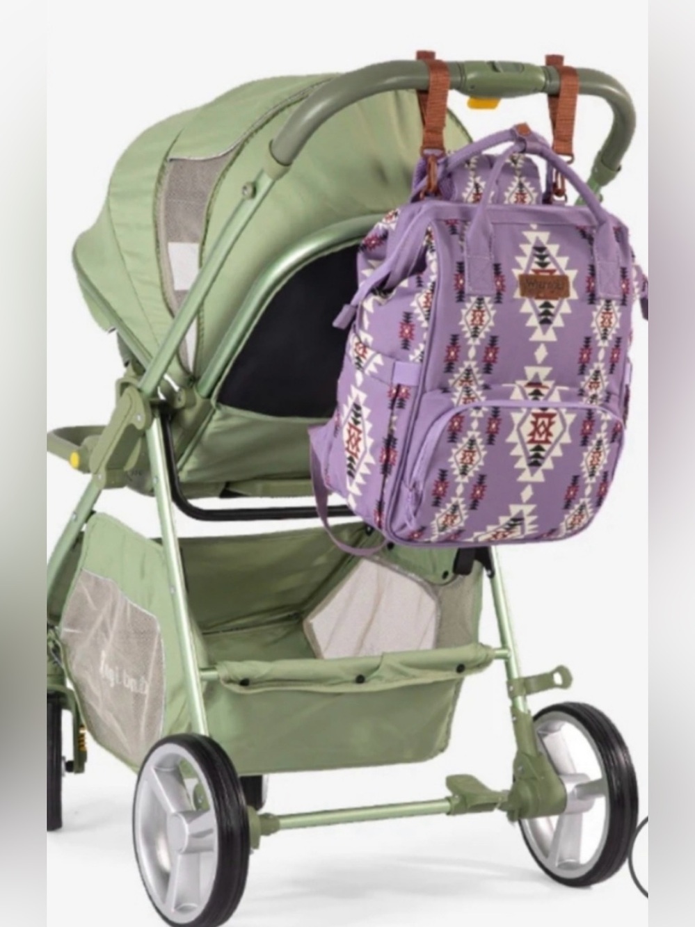Wrangle Diaper Bag Backpack, Purple Aztec Print, Western, Insulated Pockets - Picture 7 of 9